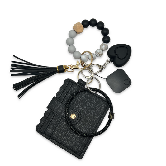 Card Holder Keychain With Alarm And GPS Tracker (Black)