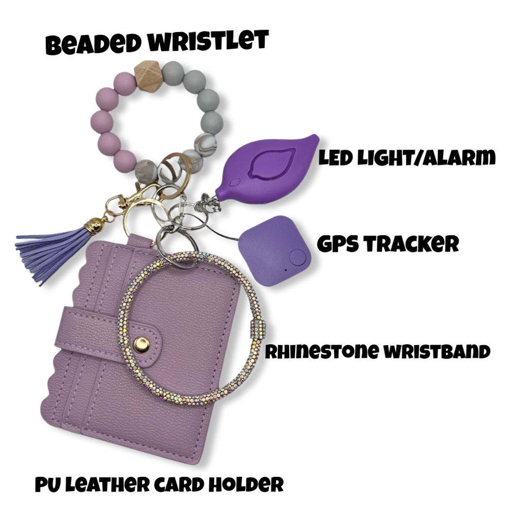 Card Holder Keychain With Alarm And GPS Tracker (Black)