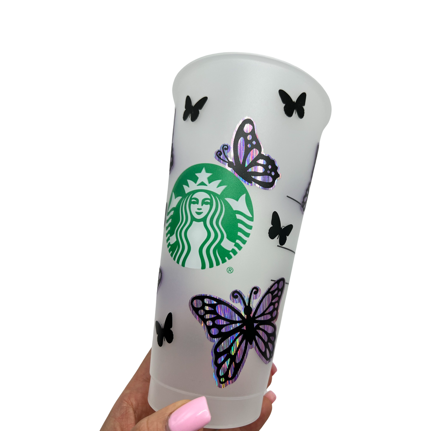 Personalized Starbucks Cup Purple Butterflies