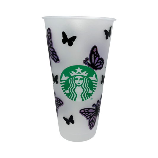 Personalized Starbucks Cup Purple Butterflies
