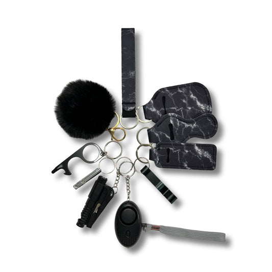 Black Marble Self-Defence Keychain