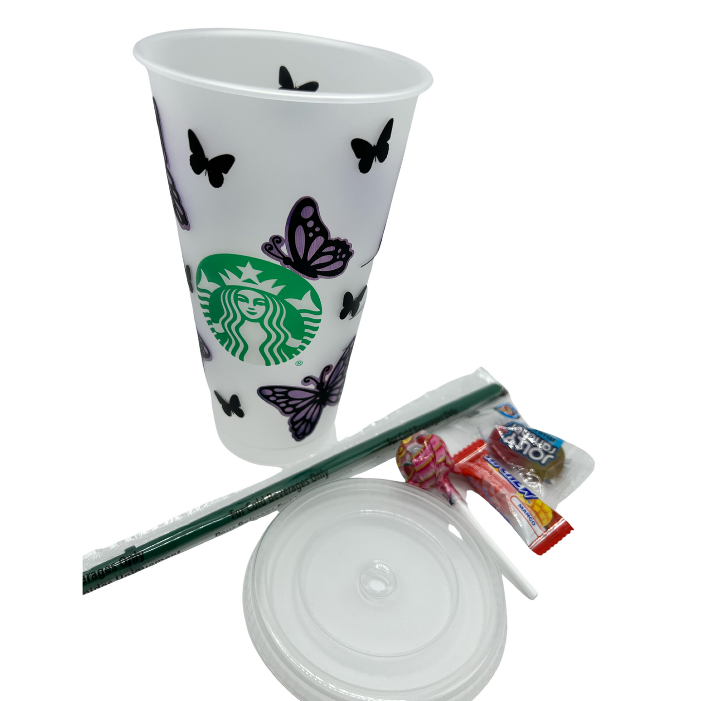 Personalized Starbucks Cup Purple Butterflies