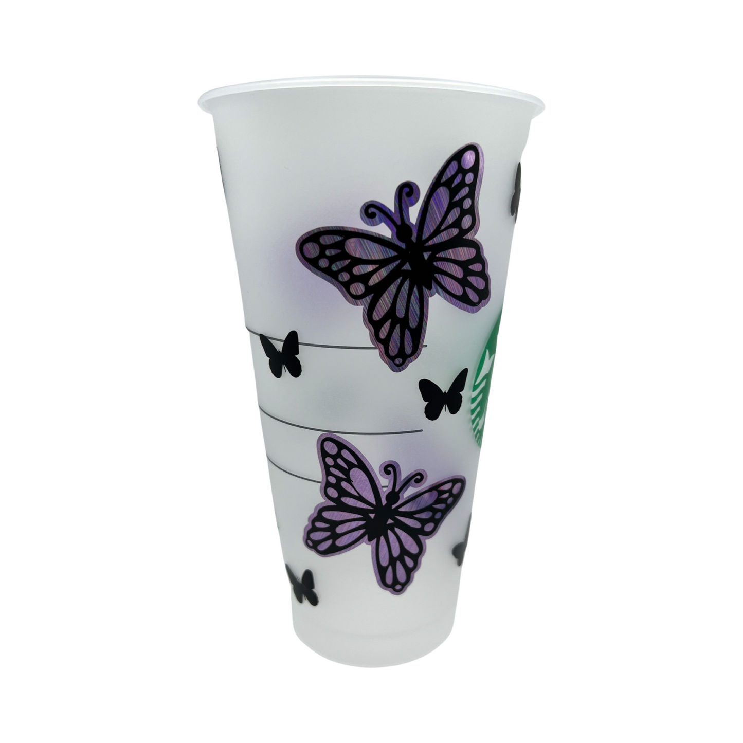 Personalized Starbucks Cup Purple Butterflies