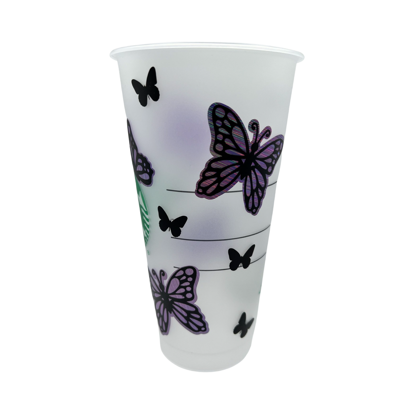 Personalized Starbucks Cup Purple Butterflies