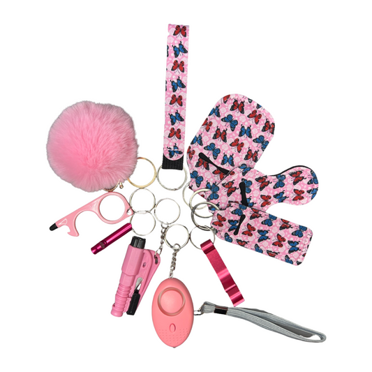 Red and Blue Butterfly Self-Defence Keychain