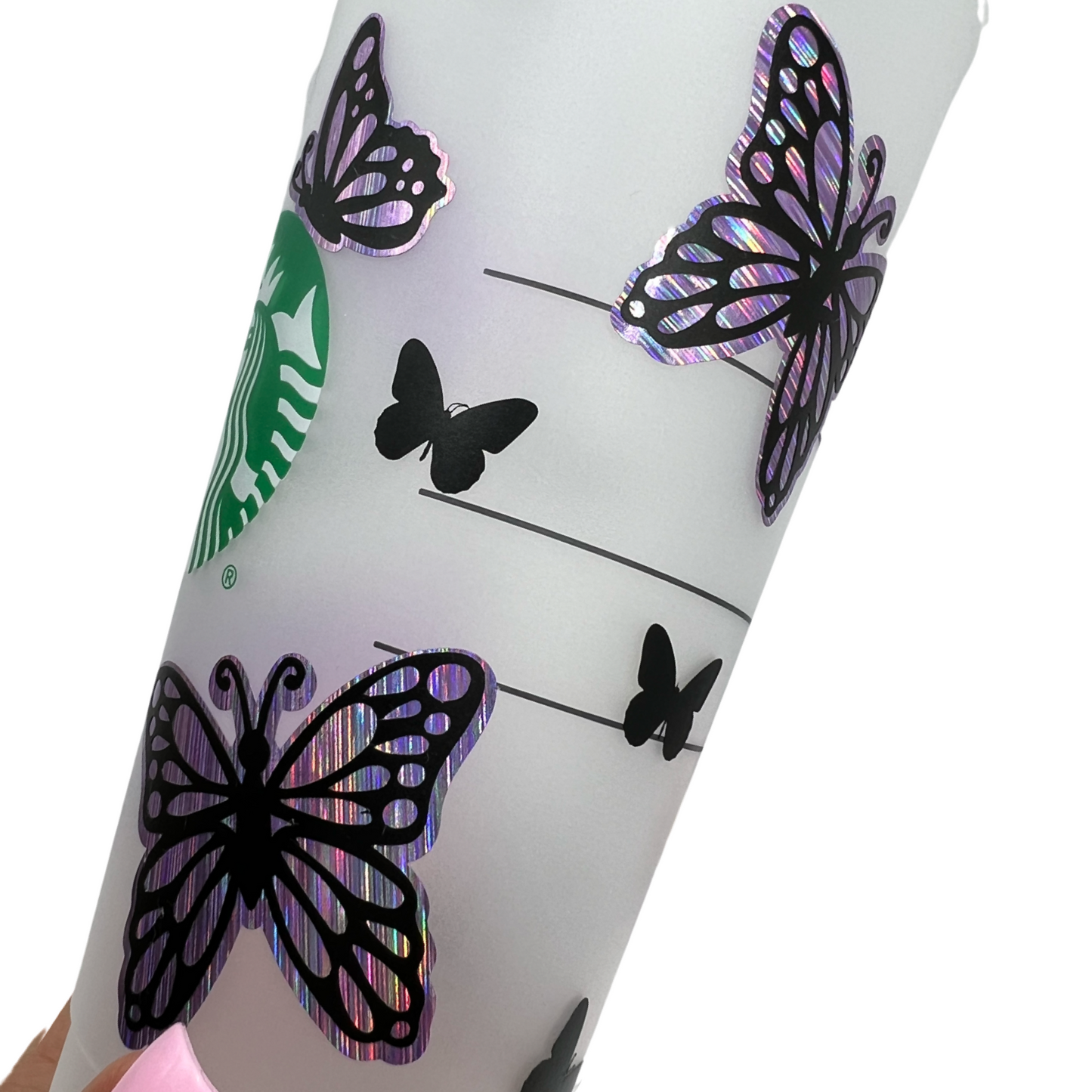 Personalized Starbucks Cup Purple Butterflies