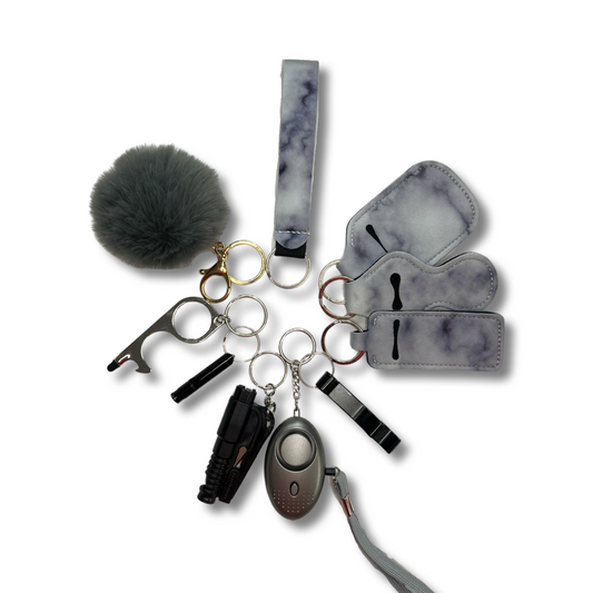 Grey Marble Self-Defence Keychain